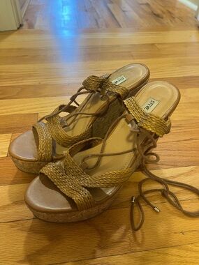 Steve Madden Tan Braided Espadrille Wedge Sandals